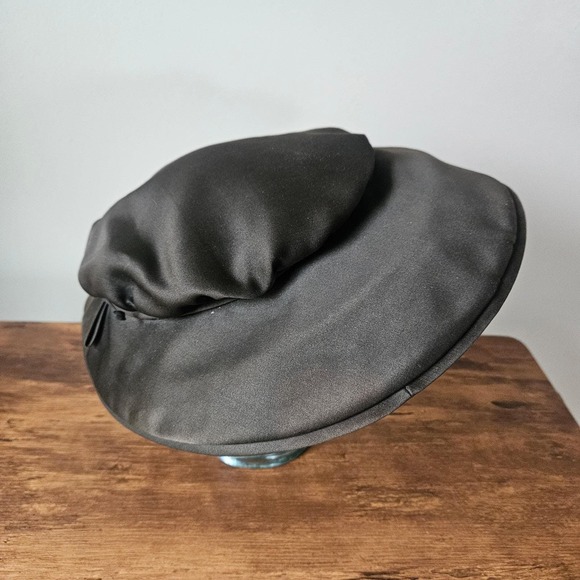 Mr. John Vintage 40s‎ 50s Black Silk Large Cartwheel Picture Womens Hat New Look main image 4